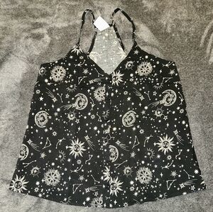 Black moon and stars tank top